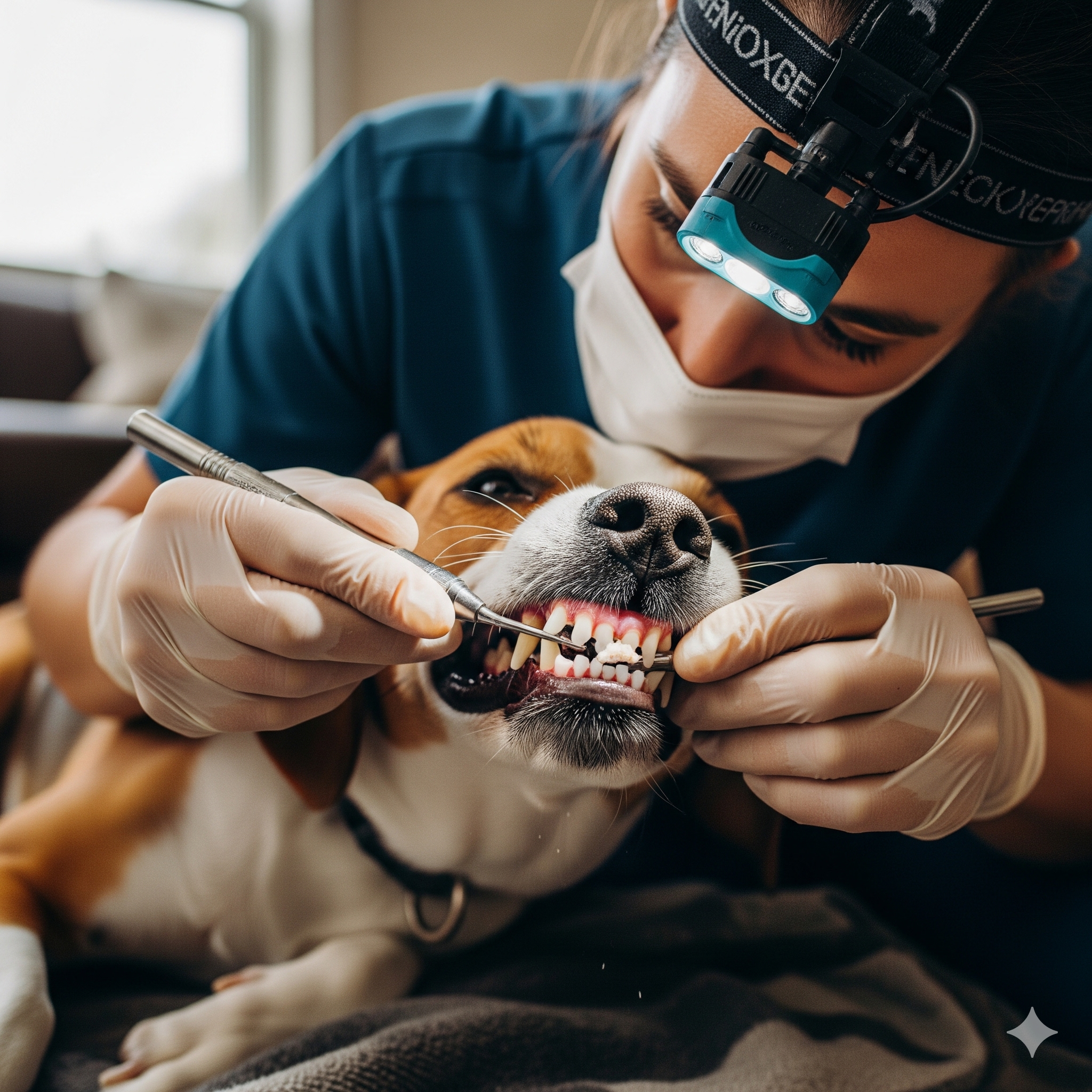 Golden retriever présentant des dents nettoyées grâce à un nettoyeur ultrasonique portatif pour chien à domicile