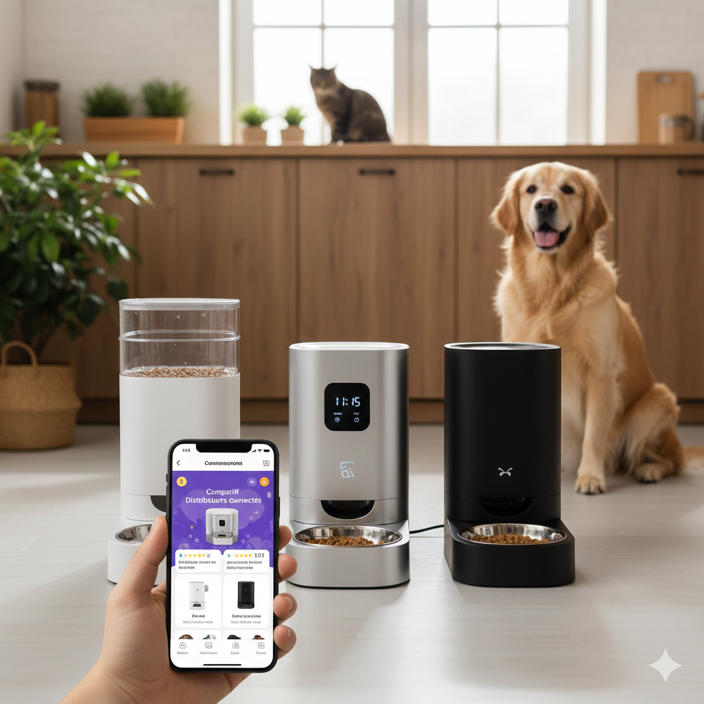 Distributeur automatique de croquettes connecté WiFi pour chien et chat