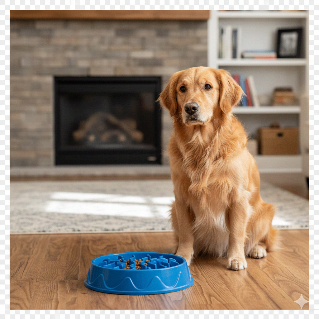 Gamelle anti-glouton interactive pour chien avec reliefs et obstacles ralentissant le repas