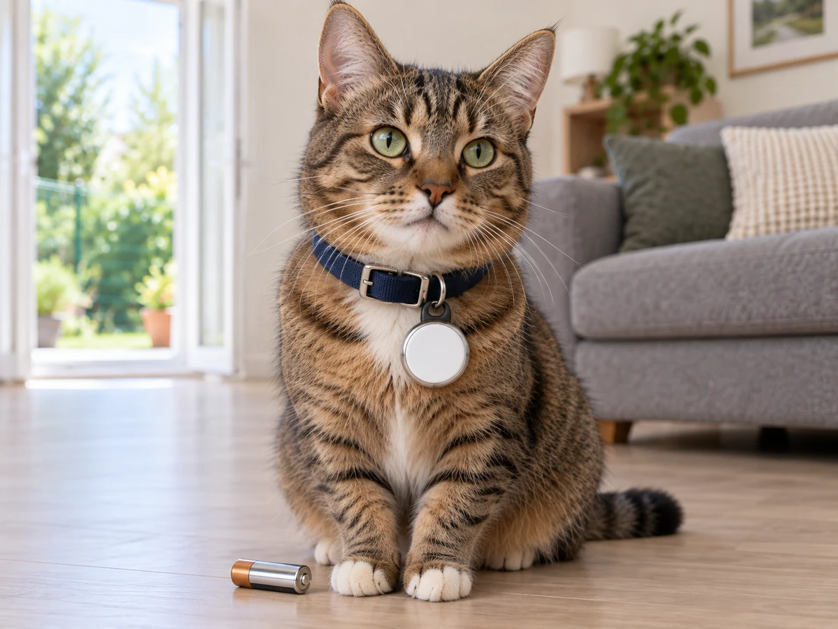 Traceur Bluetooth pendu à un collier de chat sans sécurité : photo