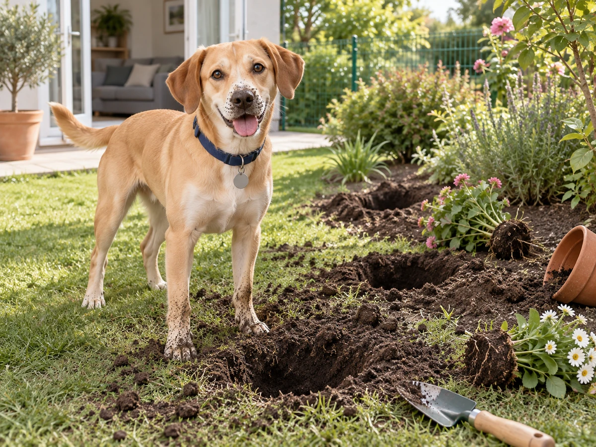 Trous frais dans la pelouse et les massifs du jardin : photo